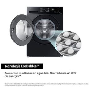Lavadora Samsung WW80CGC04DAB 8kg Carga Frontal 1400rpm Clase A Negra Wi-Fi Steam EcoBubble