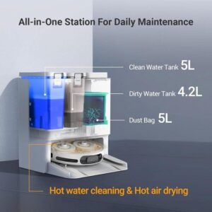 Aspirateurs Robots et Laveur EZVIZ RS20 Pro avec Vidage Automatique Navigation LiDAR 7.200 Pa IA Caméra